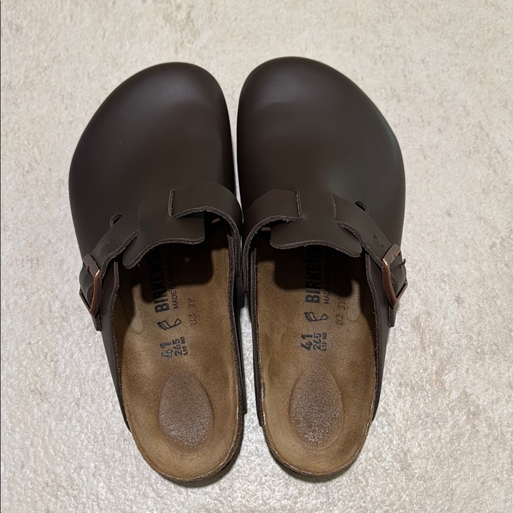 Birkenstock Boston Oiled Leather Chocolate Dark Brown Slip-On Clogs